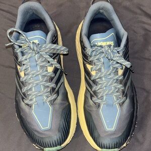 Hoka One One Navy and Beige Athletic Sneakers